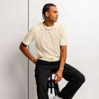 Daemon Luxury Speckled Diamonds Premio il Man men's short-sleeve cotton t-shirt in vintage white, front view.