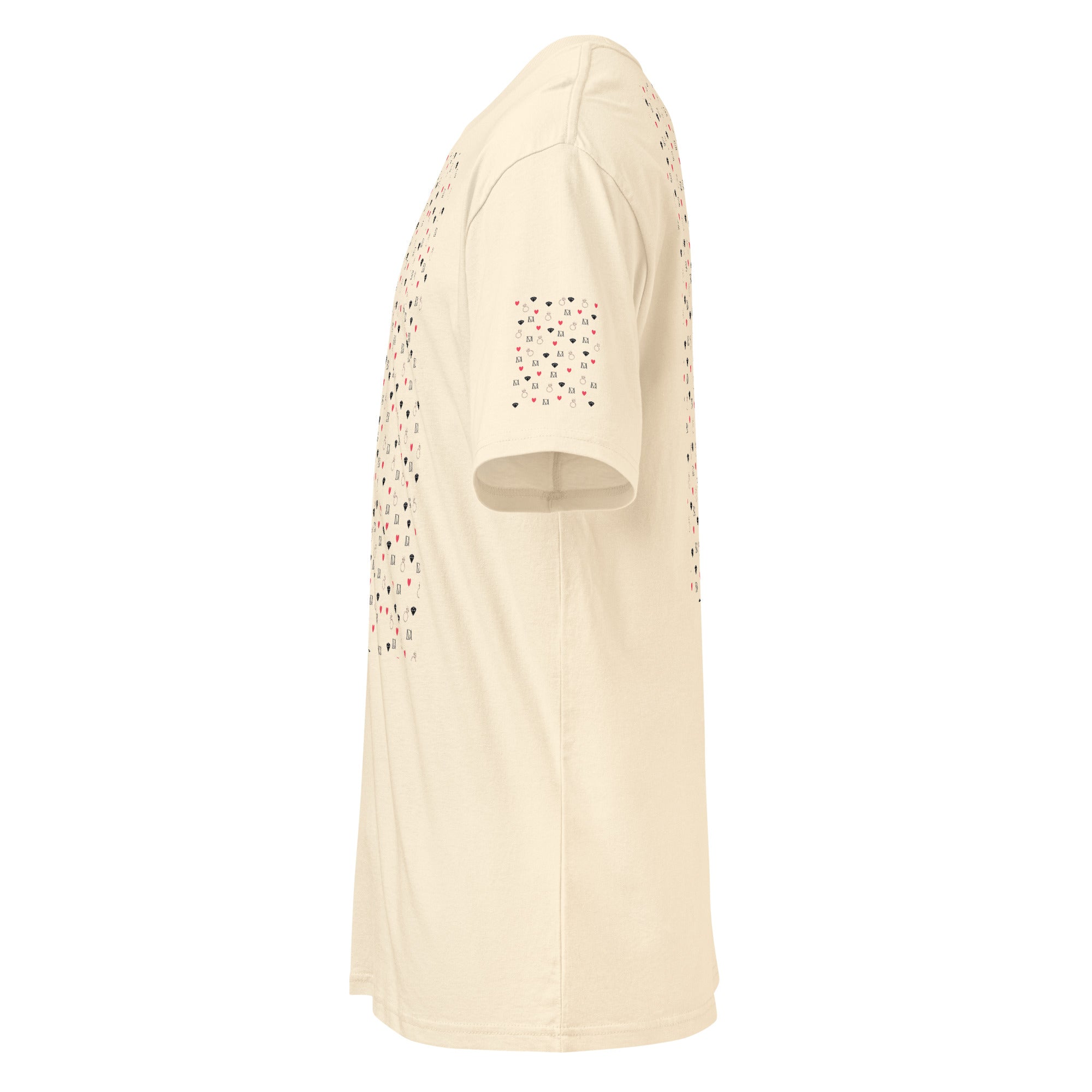 Daemon Luxury speckled diamonds men's short-sleeve tee in vintage white, showcasing a stylish cotton fabric design.