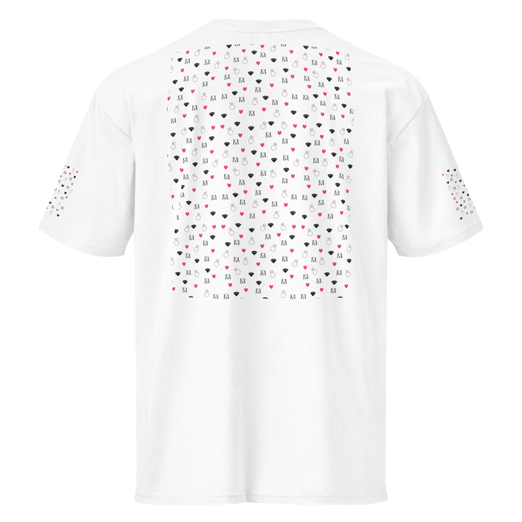 White men's short sleeve T-shirt with speckled diamond design from Daemon Luxury's Premio il Man collection.
