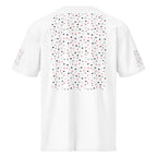 White men's short sleeve T-shirt with speckled diamond design from Daemon Luxury's Premio il Man collection.
