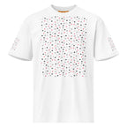 White men's premium short sleeve t-shirt by Daemon Luxury with speckled diamond pattern and cotton heritage fabric.