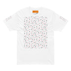 White men's short sleeve tee by Daemon Luxury featuring speckled diamond design on front.