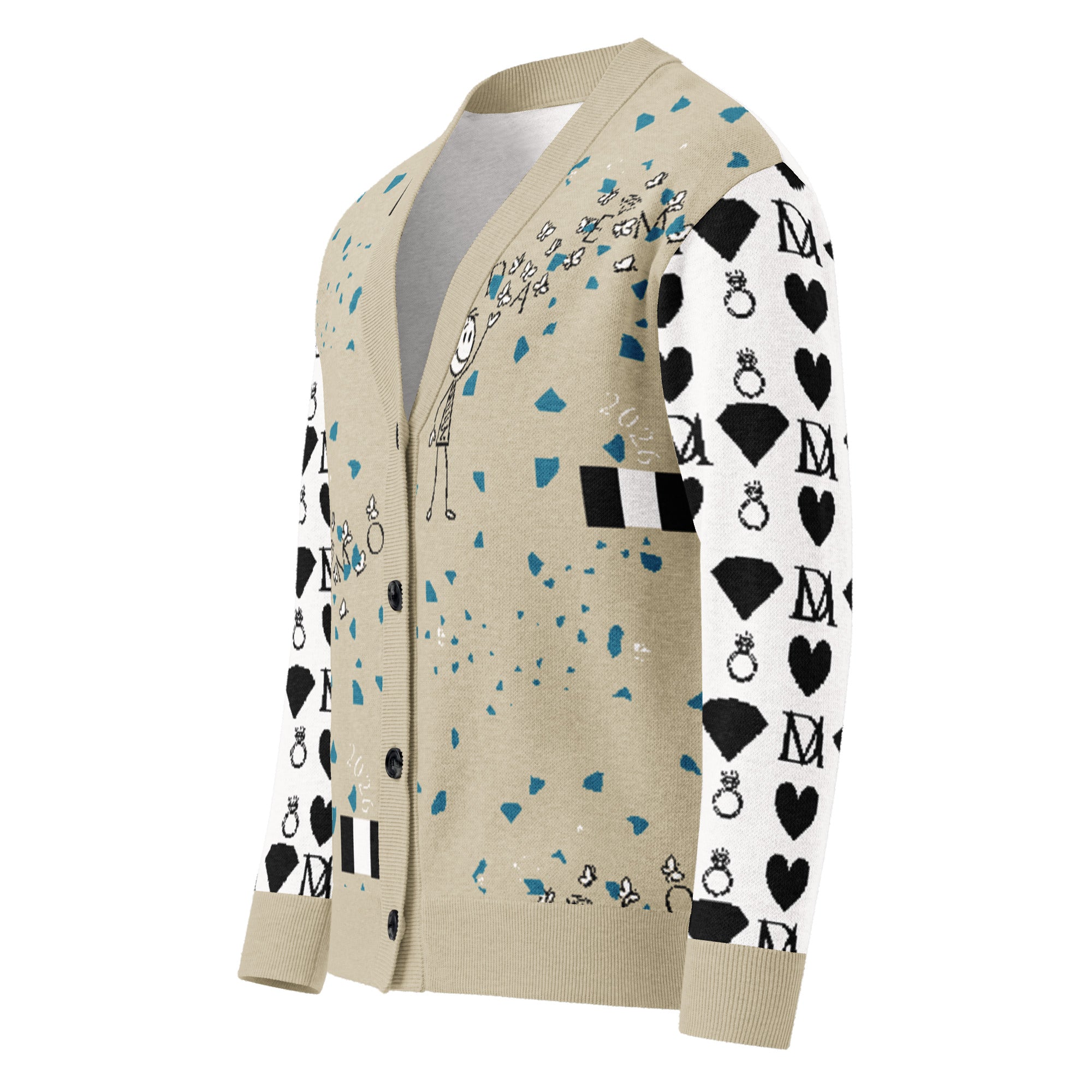Daemon Luxury Rebirth Era knitted cardigan, front view showing soft knit fabric, tailored fit, and stylish design.