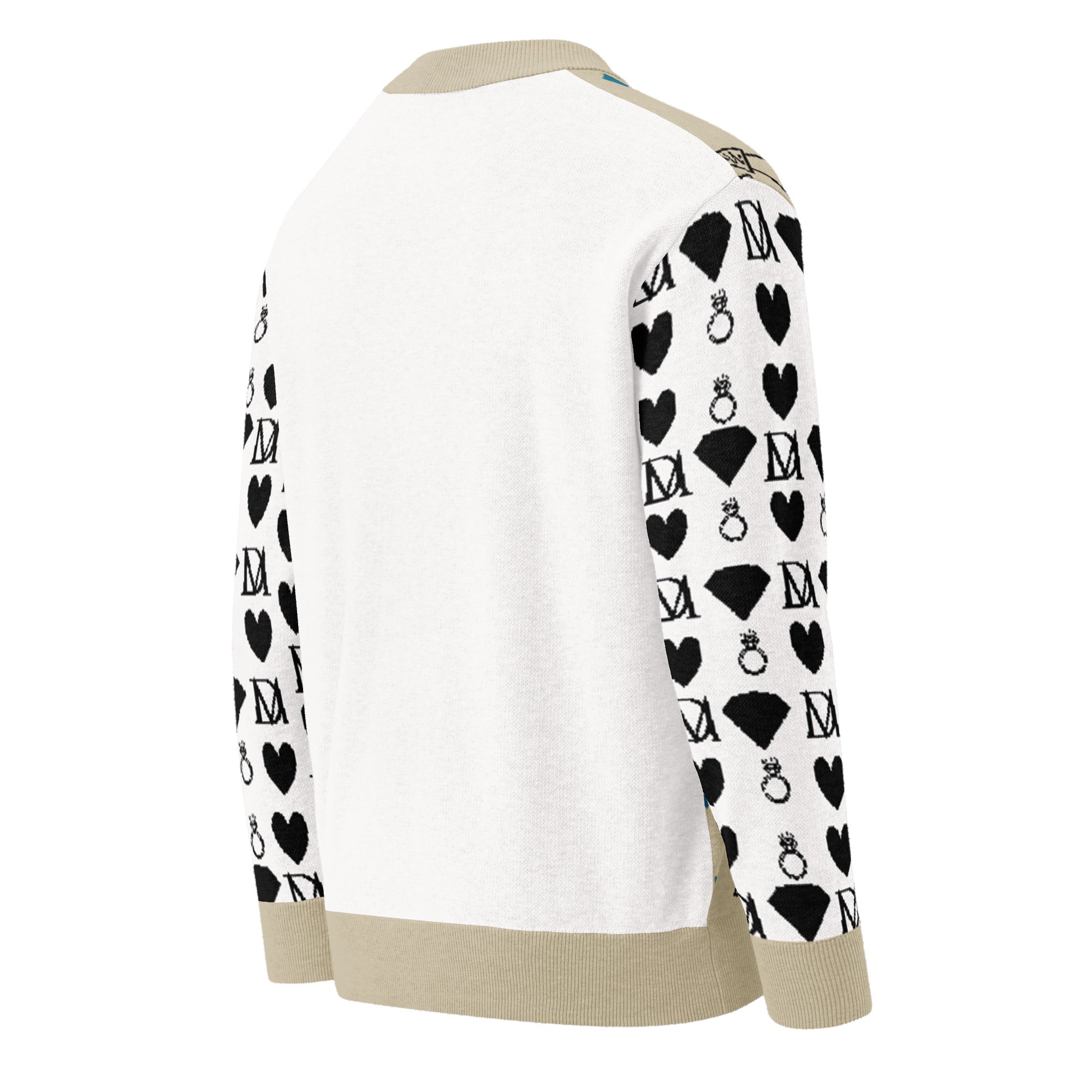 Daemon Luxury Rebirth Era knitted cardigan, right back view showcasing textured knit pattern and tailored fit.