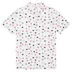 Daemon Luxury Speckled Diamonds Artica Blizzard men's slim-fit black polo shirt with all-over diamond print on the front.