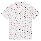 Men's slim-fit polo shirt with speckled diamond pattern in white, from Daemon Luxury's Artica Blizzard collection.