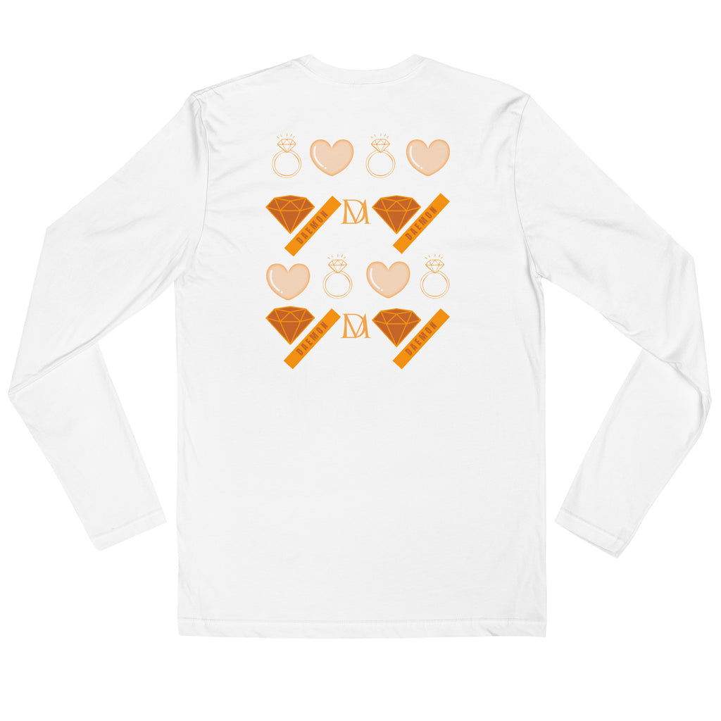 Daemon Gloomy Runners Lunar long-sleeve men's shirt in white, shown from the back with a fitted design and subtle branding details.