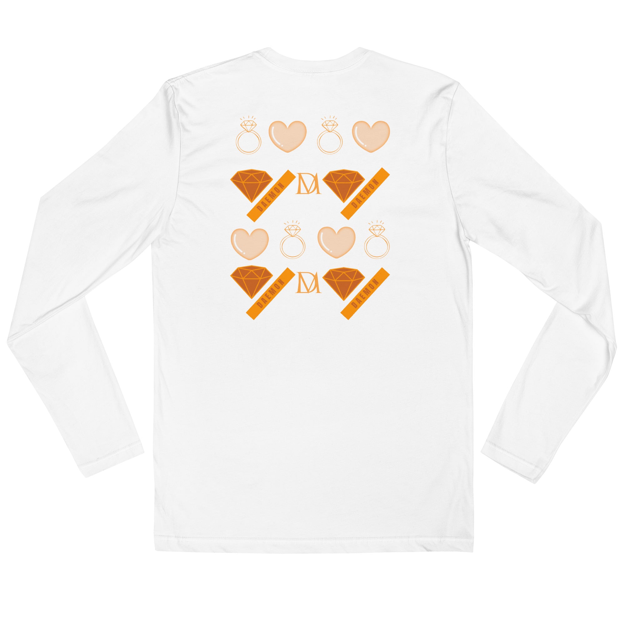 Daemon Gloomy Runners Lunar long-sleeve men's shirt in white, shown from the back with a fitted design and subtle branding details.