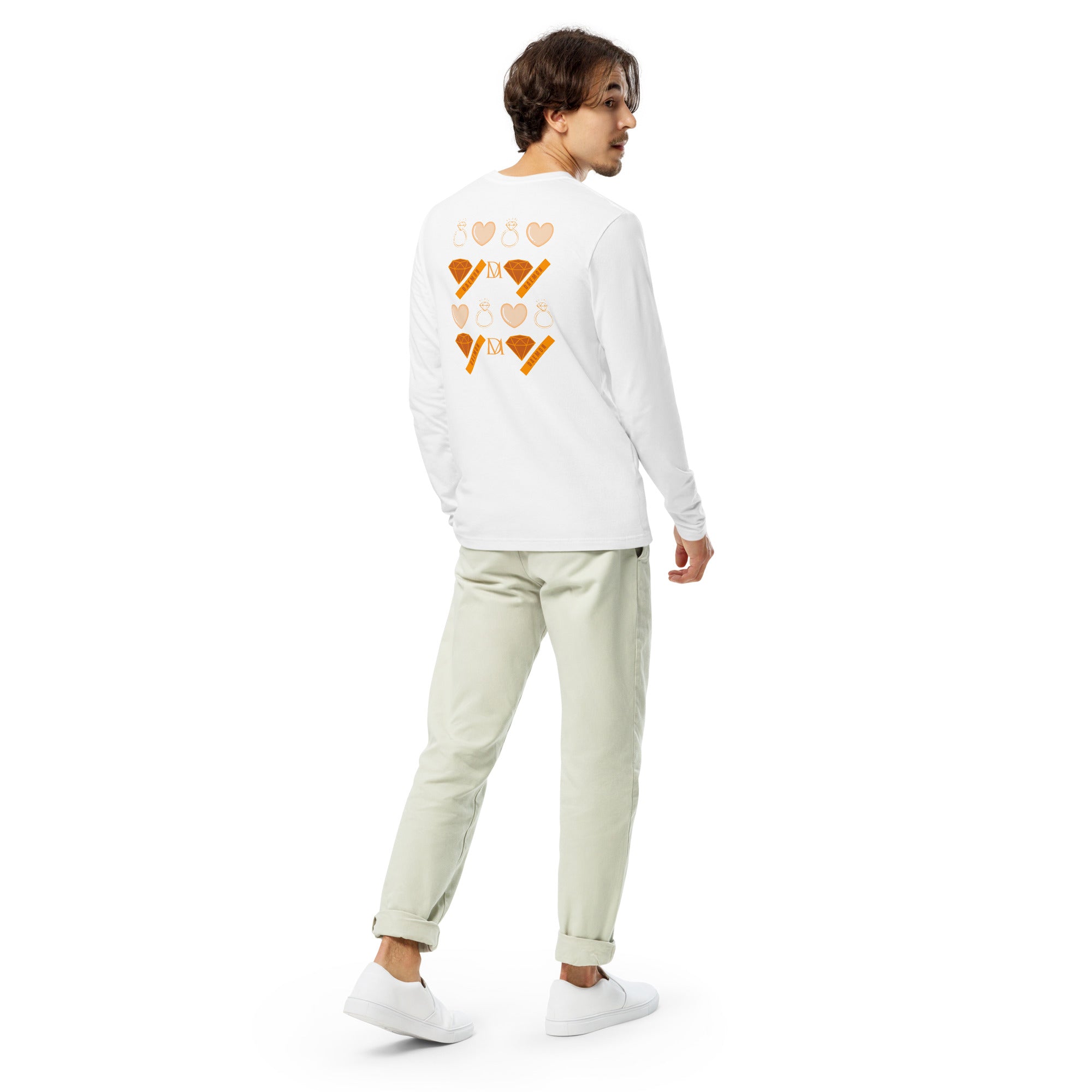 Daemon Gloomy Runners Lunar long-sleeve white men's shirt shown from the back with a fitted style and subtle design details.