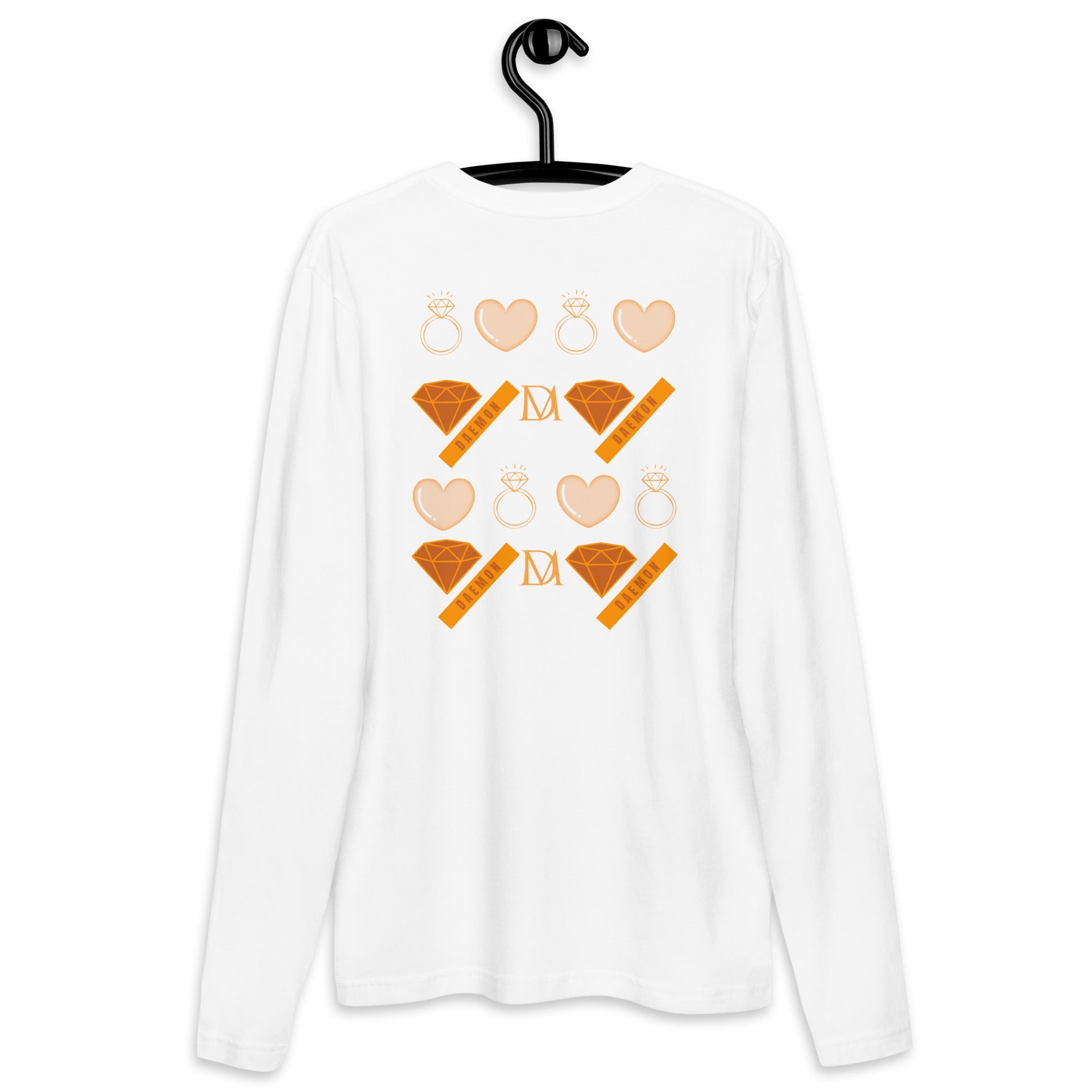Men's fitted long-sleeve white shirt from Daemon's Gloomy Runners Lunar collection, shown from the back.