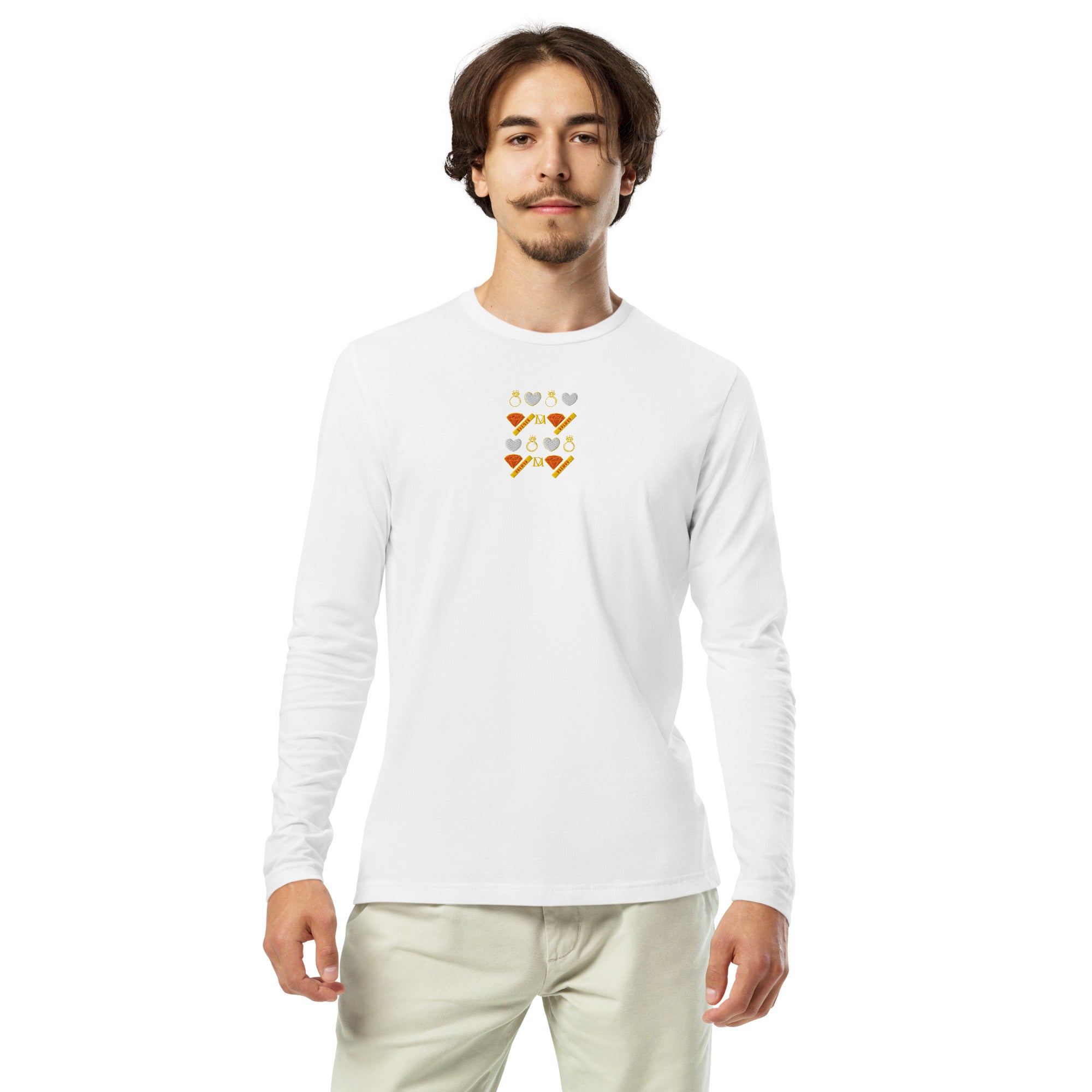 Daemon Gloomy Runners Lunar long-sleeve white men's shirt, fitted with a clean front design.