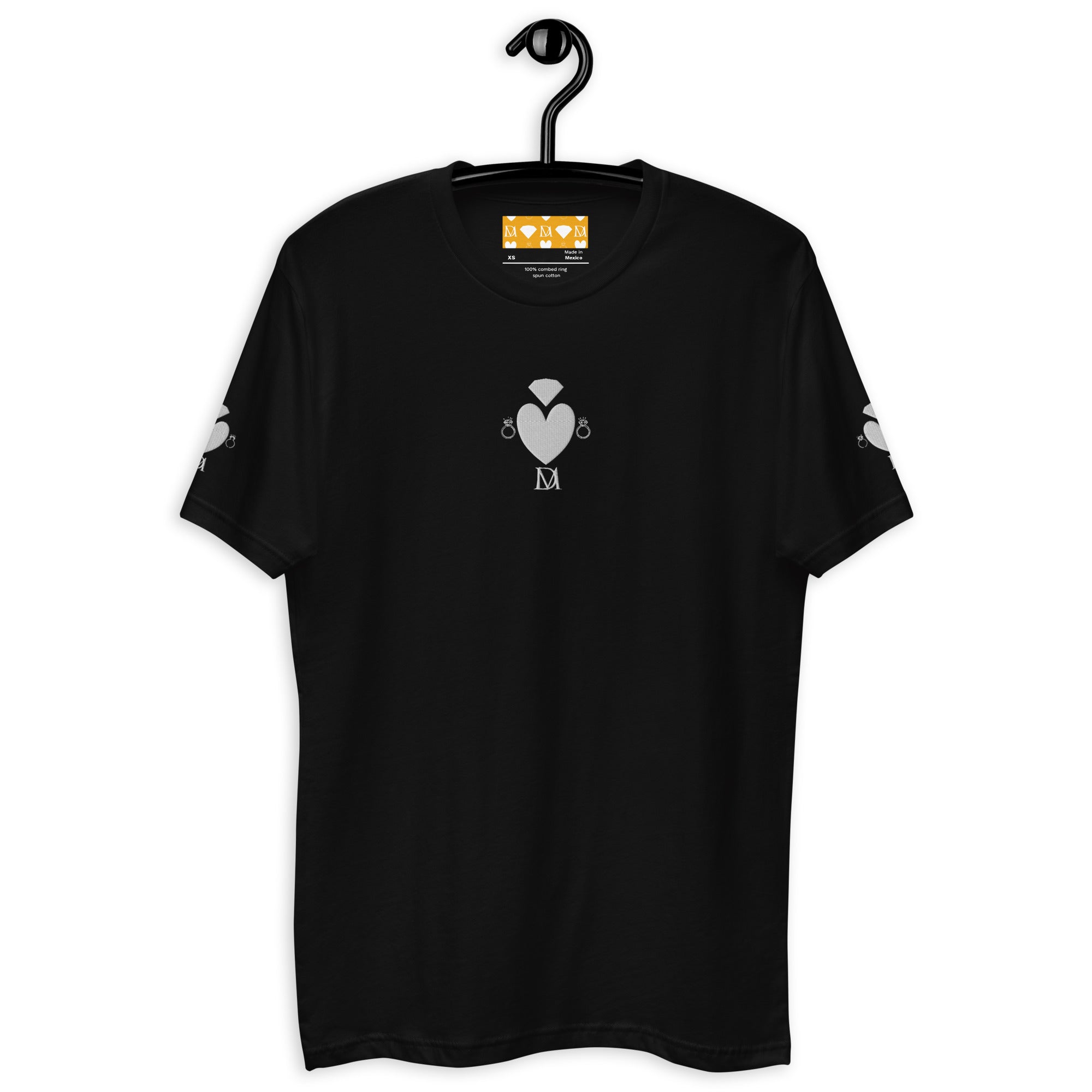 Black men's fitted T-shirt from Daemon Luxury featuring the Florette Rebirth Premio il Man design on the front.