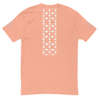 Men's fitted T-shirt in desert pink with frosted diamond royalty graphic by Daemon Luxury, shown from the back.