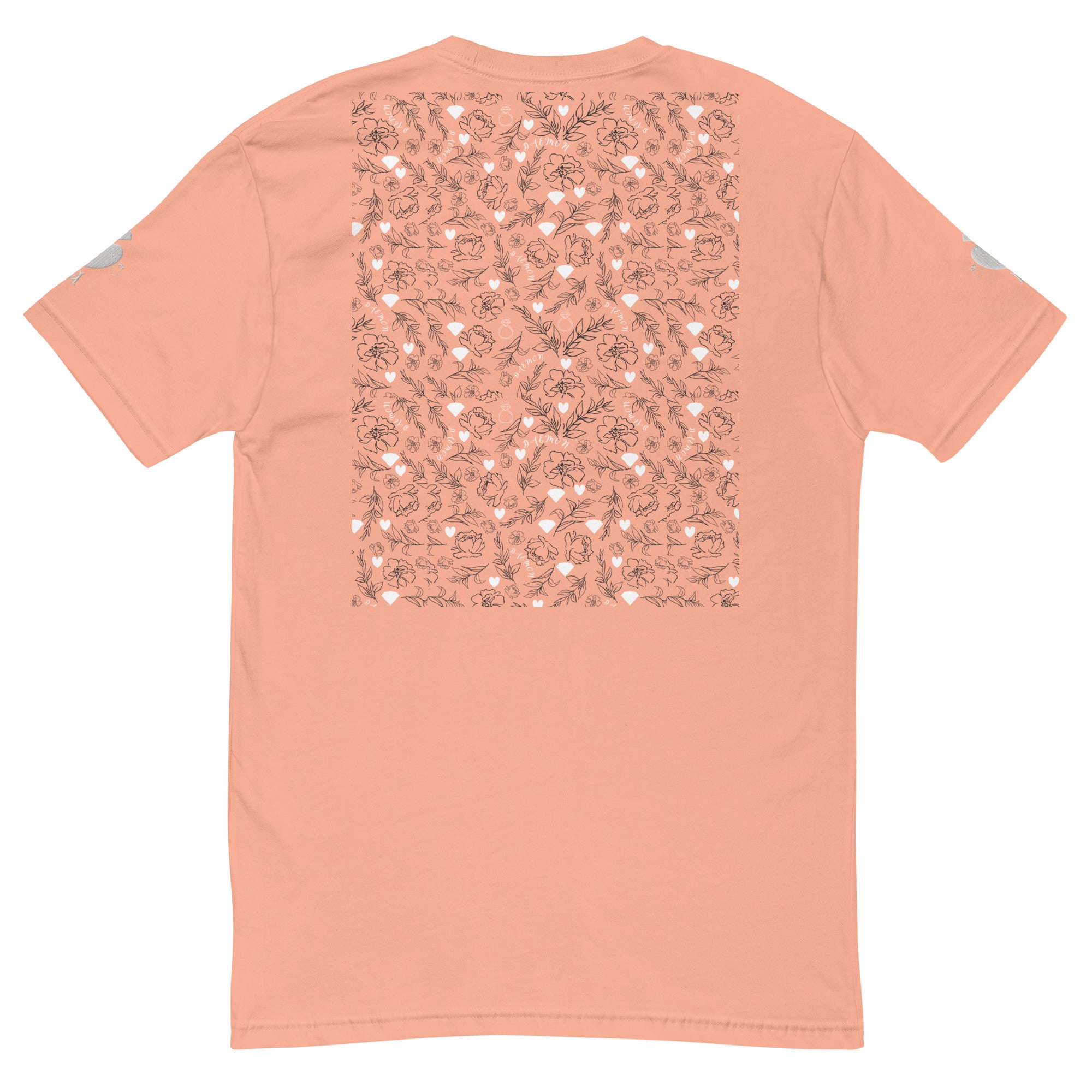 Men's fitted T-shirt in desert pink by Daemon Luxury from the Florette Rebirth Premio il Man collection, shown from the back.