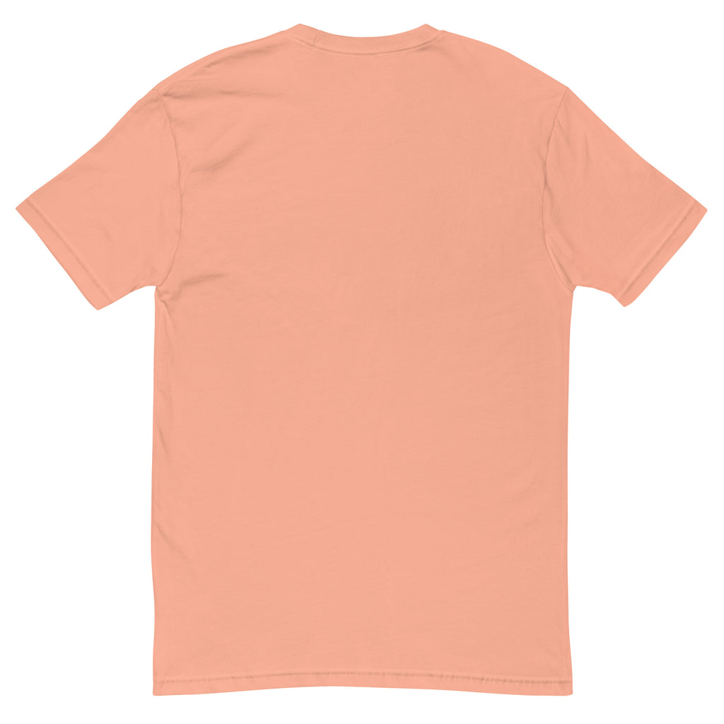 Men's fitted Sunset Seed T-shirt in desert pink with back design by Daemon Luxury Honeybee California collection.