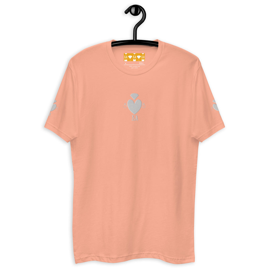 Men's fitted T-shirt in desert pink from Daemon Luxury's Florette Rebirth Premio il Man collection, shown from the front.