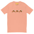 Men's fitted T-shirt in desert pink featuring Honeybee California Sunset Seed design by Daemon Luxury, front view.