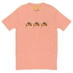 Men's fitted T-shirt in desert pink featuring Honeybee California Sunset Seed design by Daemon Luxury, front view.