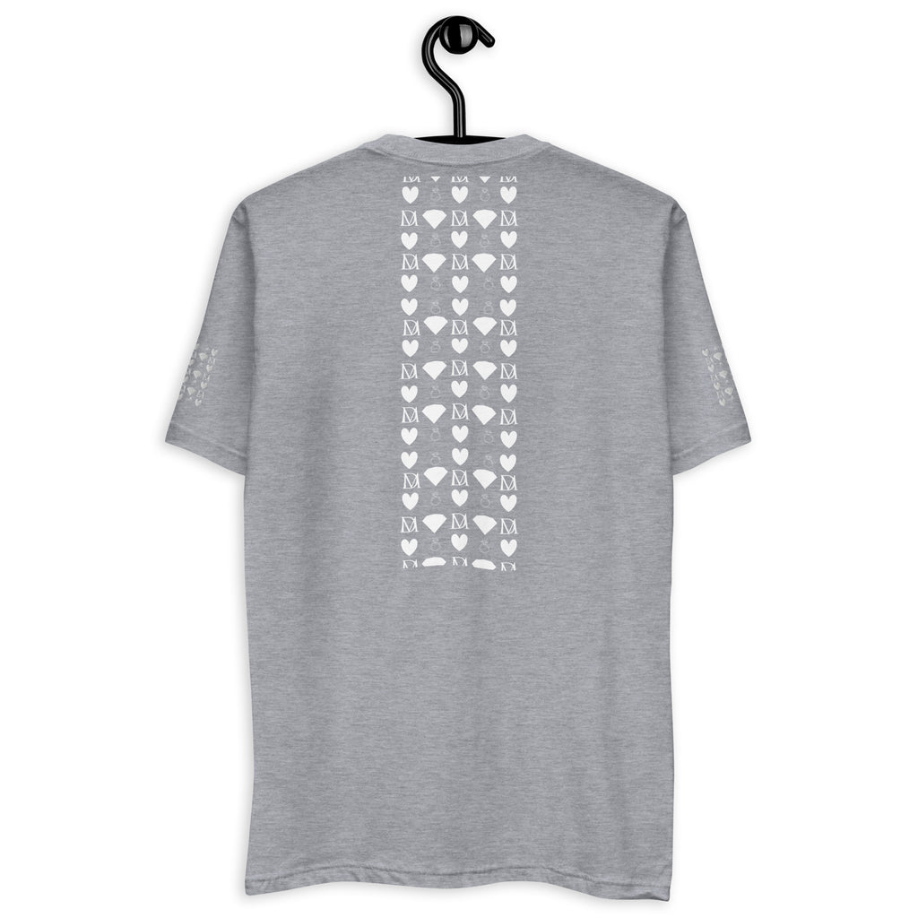 Daemon Luxury men's fitted heather grey T-shirt with frosted diamond royalty design on the back.