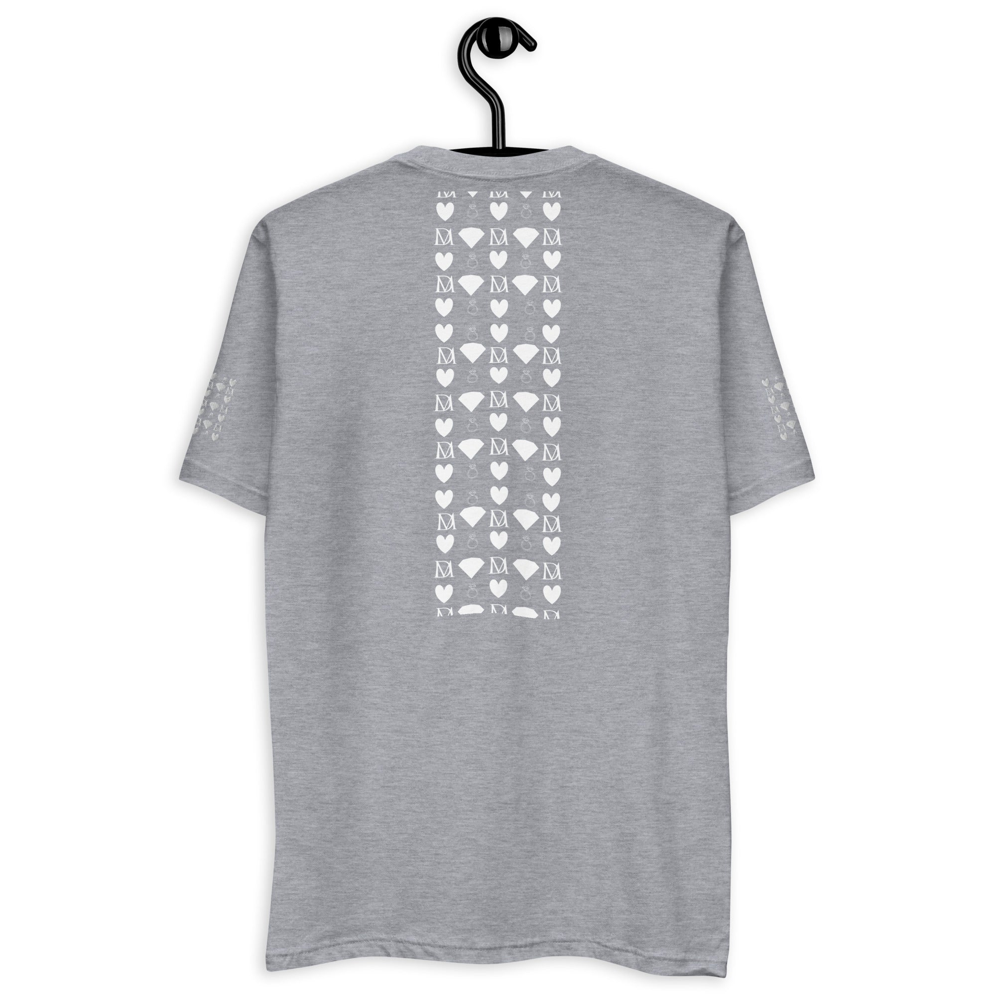 Daemon Luxury men's fitted heather grey T-shirt with frosted diamond royalty design on the back.