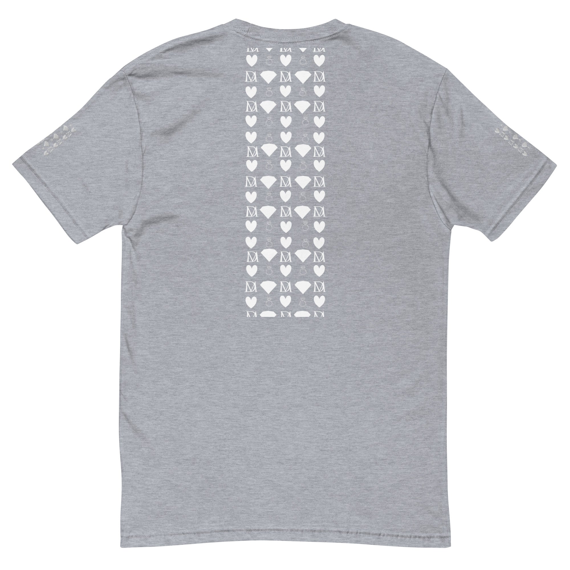 Daemon Luxury Frosted Diamonds Royalty men's fitted T-shirt in heather grey, shown from the back with a stylish design.
