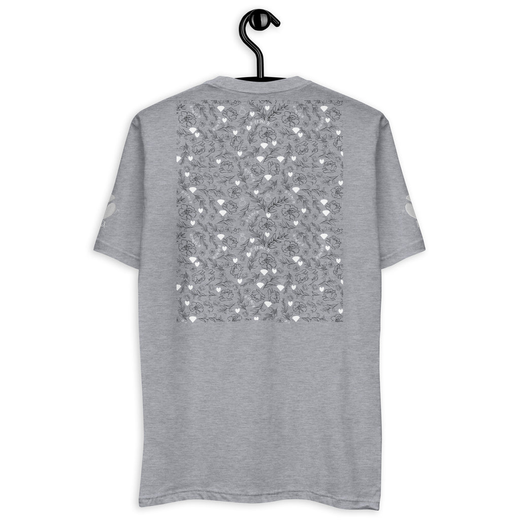 Daemon Luxury Florette Rebirth men's fitted T-shirt in heather grey, shown from the back with a sleek, casual design.