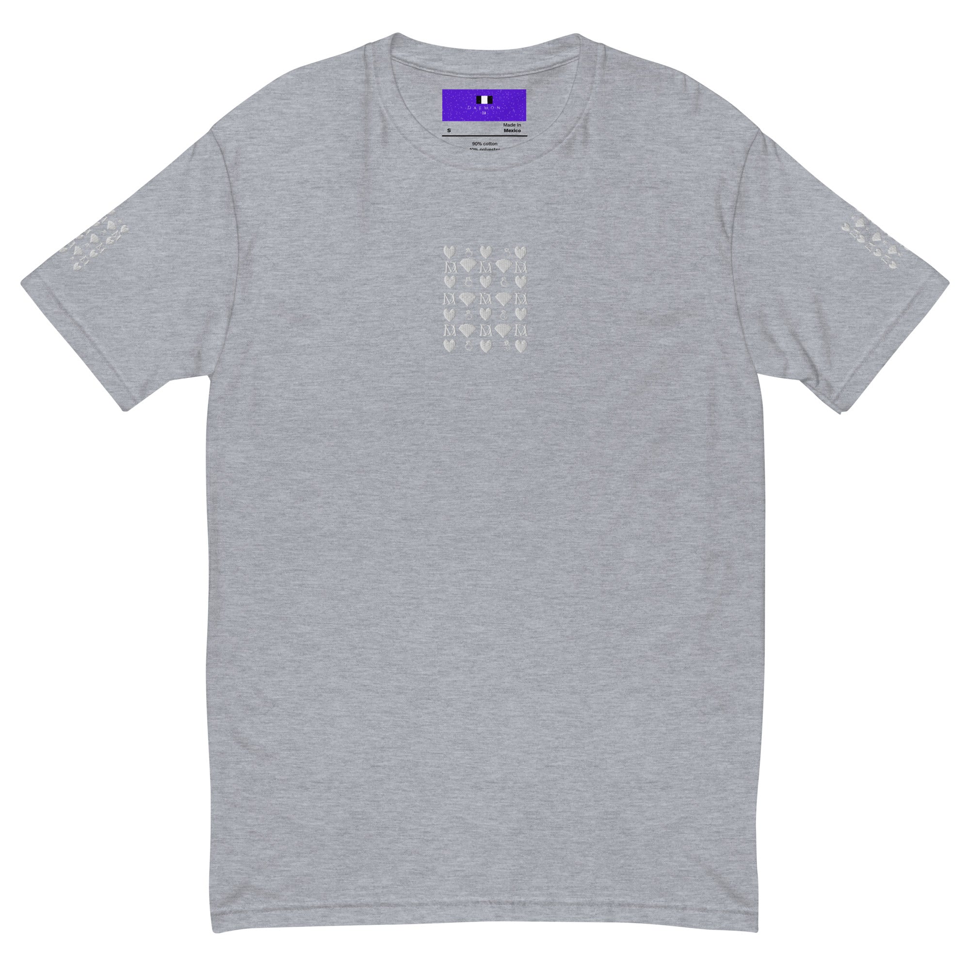 Mens fitted heather grey T-shirt by Daemon Luxury with frosted diamond royalty graphic on front.