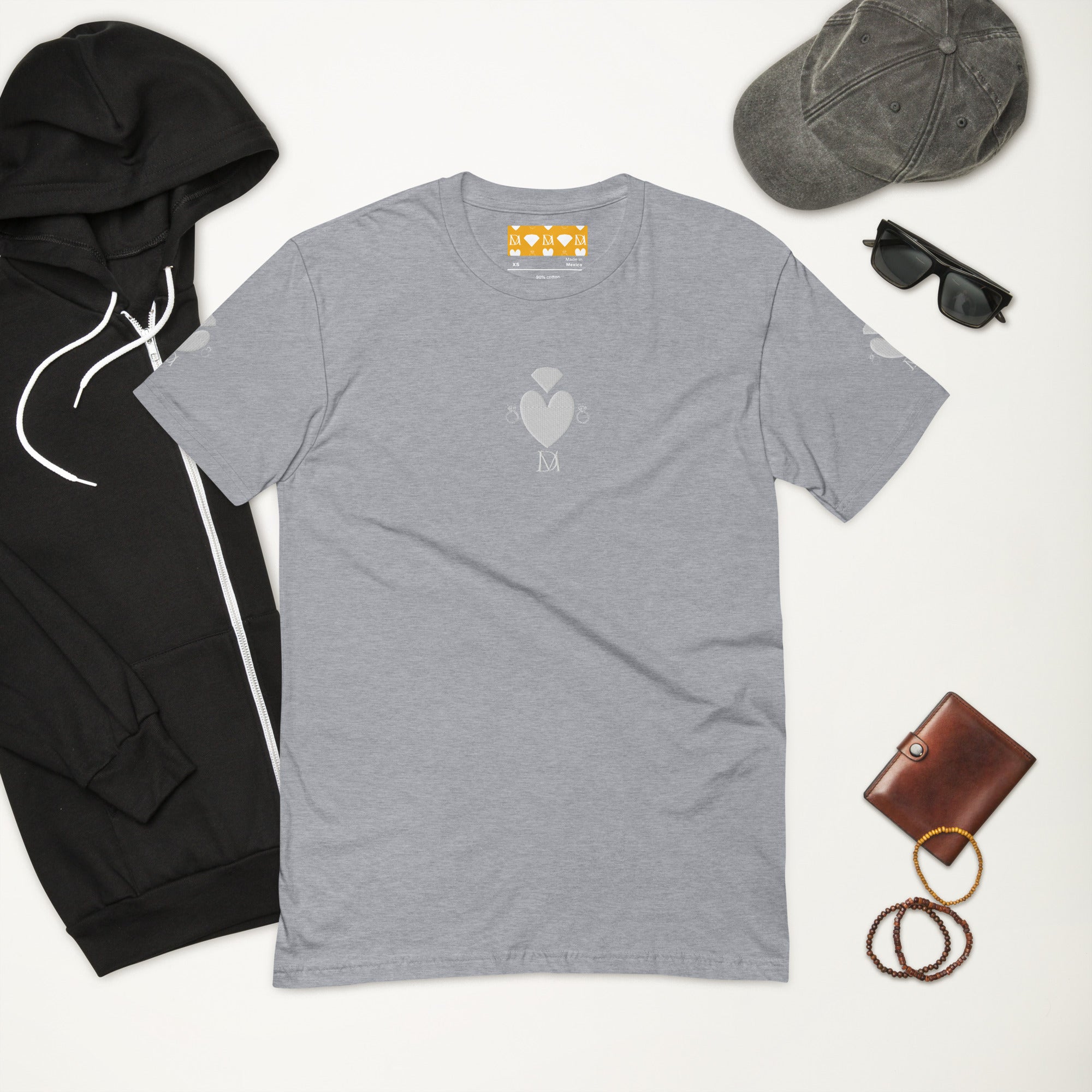 Men's fitted Heather Grey T-shirt from Daemon Luxury's Florette Rebirth Premio il Man collection, front view.