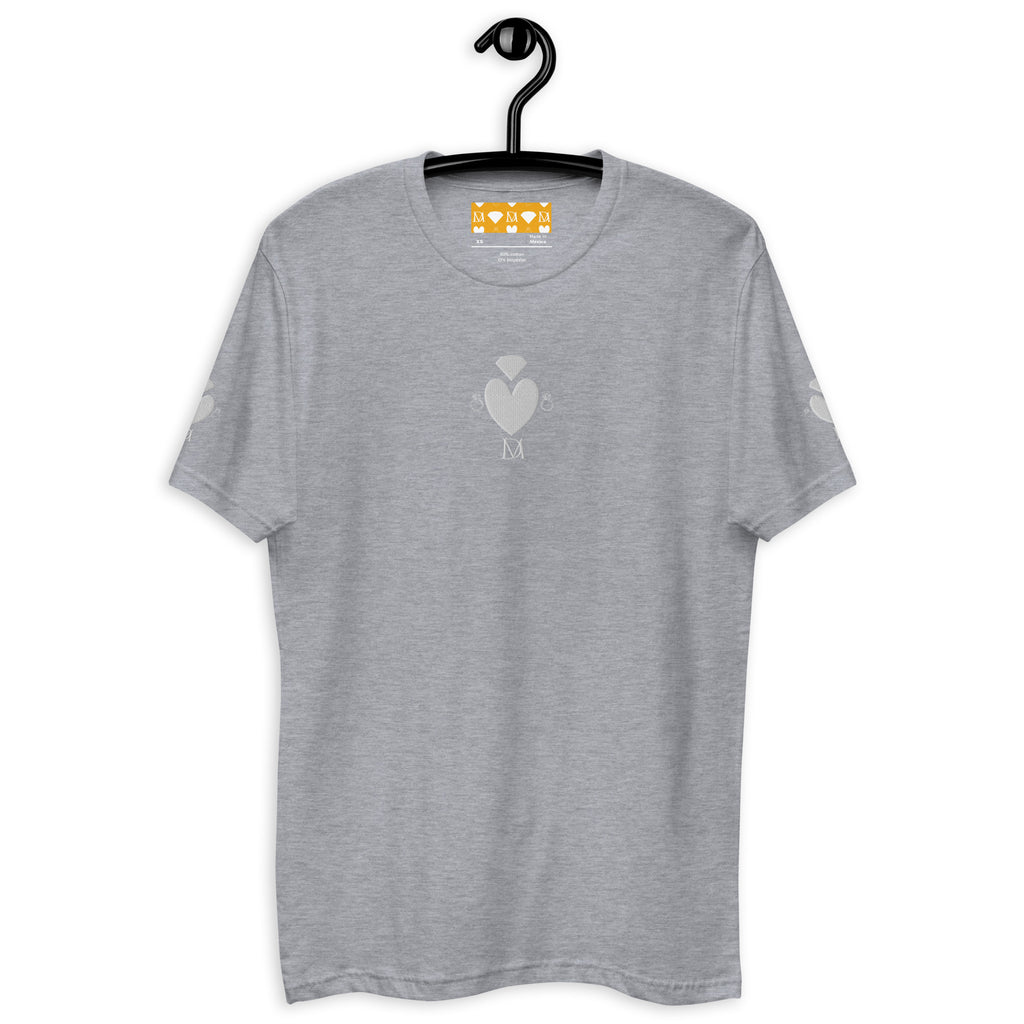 Daemon Luxury Florette Rebirth Premio il Man men's fitted heather grey T-shirt, front view showing stylish graphic design.