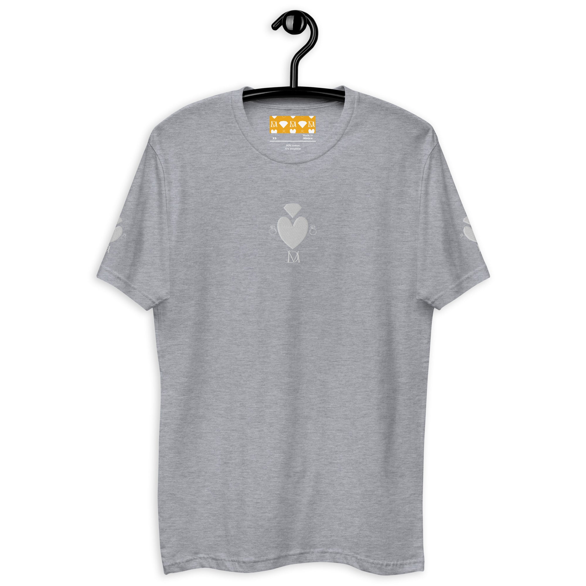 Daemon Luxury Florette Rebirth Premio il Man men's fitted heather grey T-shirt, front view showing stylish graphic design.