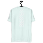 Light blue men's fitted T-shirt from Daemon Luxury featuring frosted diamond royal print on the back.