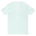 Light blue men's fitted T-shirt from Daemon Luxury featuring frosted diamond royal design on the back.