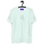 Light blue men's fitted T-shirt from Daemon Luxury featuring frosted diamond royal embroidery on the front.