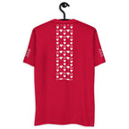 Red men's fitted T-shirt from Daemon Luxury's Frosted Diamonds Royalty collection, shown from the back.