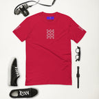 Red men's fitted T-shirt from Daemon Luxury's Frosted Diamonds Royalty collection, featuring a stylish crew neckline and soft fabric.