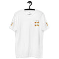 Daemon Gloomy Runners Lunar men's fitted white short-sleeve T-shirt with graphic print, front view.
