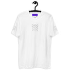 White men's fitted T-shirt from Daemon Luxury featuring frosted diamond royal design on the front.