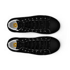 Black men's high-top canvas shoes with frosted diamond details from Daemon Luxury's Platinum Dim collection.