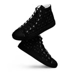 Black men's high-top canvas shoes with frosted diamond detailing from Daemon Luxury's Platinum Dim Male collection.