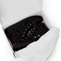 Black high-top canvas shoes with speckled diamond pattern from Daemon Luxury's NEMESIS Male collection.