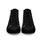 Black high-top canvas shoes for men featuring speckled diamond design from Daemon Luxury's NEMESIS Male collection.
