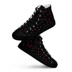 Black high-top canvas shoes featuring speckled diamond detail from Daemon Luxury's NEMESIS Male collection.