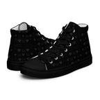 Black men's high-top canvas shoes with frosted diamond details from Daemon Luxury's Platinum Dim Male collection.