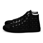 Black men's high-top canvas shoes with frosted diamond details from Daemon Luxury's Platinum Dim collection.