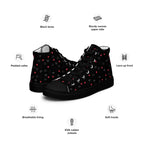 Daemon Luxury Speckled Diamonds NEMESIS male high-top canvas shoes in black, shown from the left side.