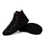 Black men's high-top canvas shoes featuring speckled diamond design by Daemon Luxury, shown from the left side.
