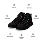 Daemon Luxury Speckled Diamonds NEMESIS male high-top canvas shoes in black, shown from front-left angle.