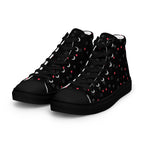Black men's high-top canvas shoes with speckled diamond design from Daemon Luxury's NEMESIS Male collection.