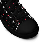 Daemon Luxury Speckled Diamonds NEMESIS Male high-top canvas shoes in black, featuring a stylish speckled diamond pattern.