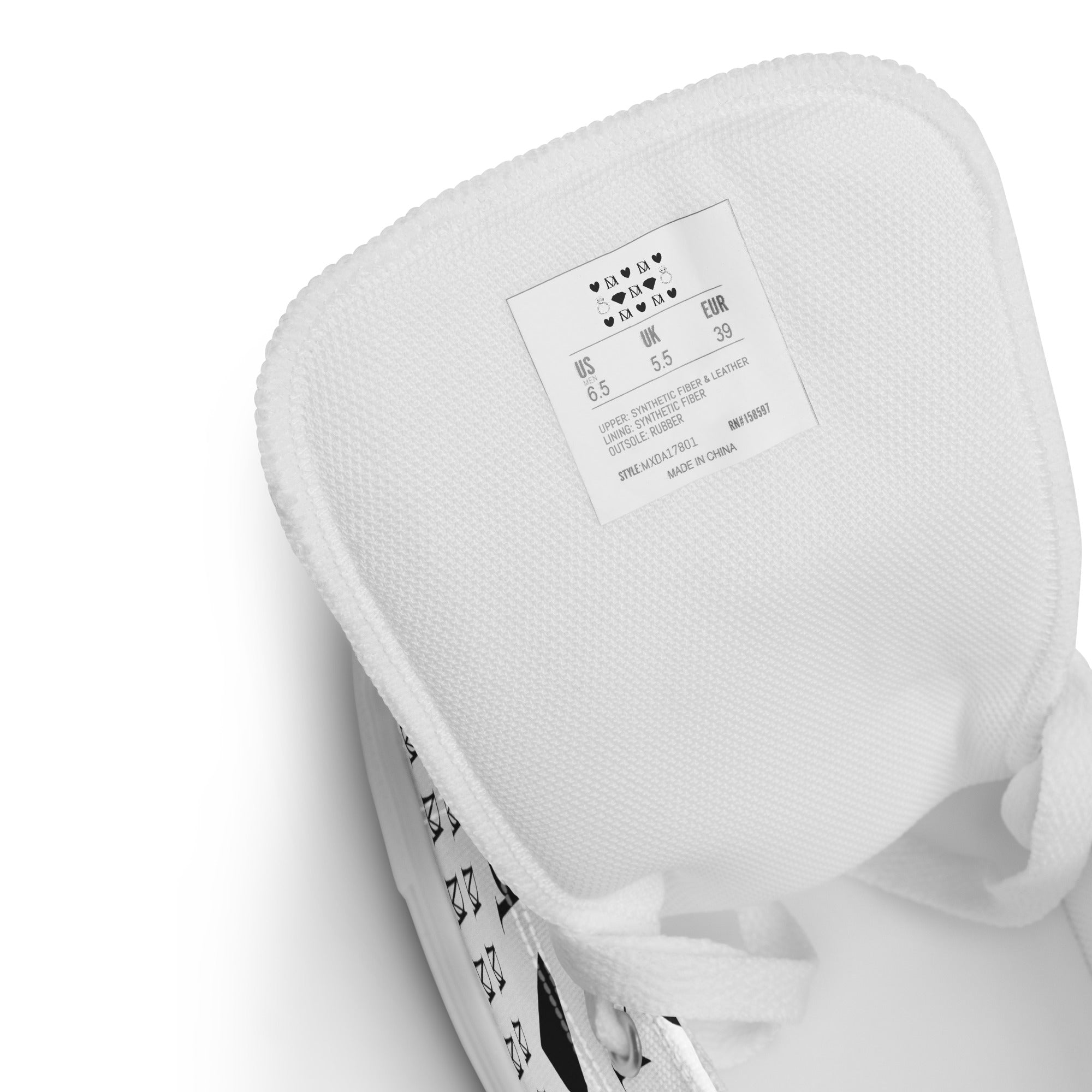 White men's high-top canvas shoes from Daemon's Dim Diamonds Artica Blizzard collection with branding details.